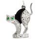 Art Déco Platinum Diamants Emeraudes Noir Enamel Fright Cat Pendentif Charm