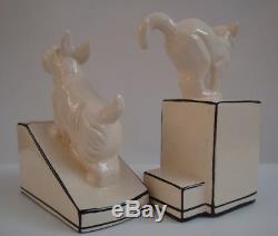 Art Déco Porcelaine Art Nouveau Style De Faune Chat Chien Figurine Bookends