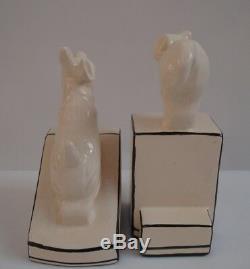 Art Déco Porcelaine Art Nouveau Style De Faune Chat Chien Figurine Bookends
