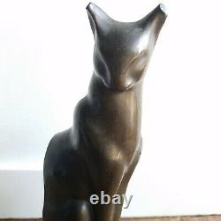 Art Deco Siamese Cat Bookend Bronzed Metal Cubist Style Statue MID Century