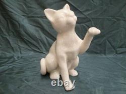 Art Déco Style Statue Figurine Cat Faune Art Nouveau Style Porcelaine Cracklew