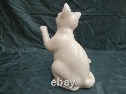 Art Déco Style Statue Figurine Cat Faune Art Nouveau Style Porcelaine Cracklew