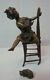 Art Déco Style Statue Sculpture Cat Fille Art Nouveau Style Bronze Signé