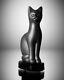 Art Deco Verre Cat Statue Tchèque Cristal De Bohème Cut Main Sculpture Noir