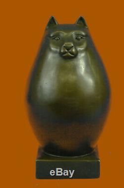 Art Moderne Bronze- Fat Cat, A Signé Un Hommage À La Sculpture En Bronze Botero Art Déco
