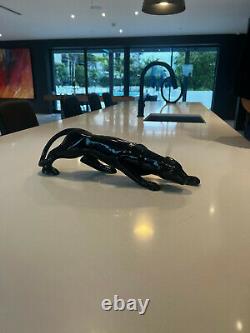 Art Moderne Polyresin Black Panther Cat Statue Sculpture Par François Pompon