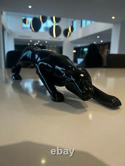 Art Moderne Polyresin Black Panther Cat Statue Sculpture Par François Pompon