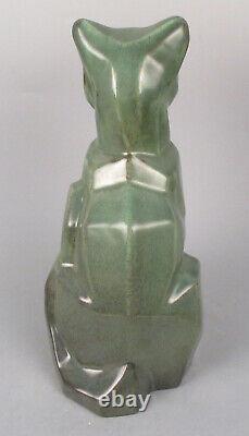 Art Moderniste Deco Shearwater Potterie Sculpture Cubiste Cat Figurine En Céramique