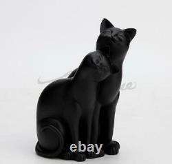 Art Sculpture Résine Black Abstract Cat Correlative Sit Down Avec Amulet Statue