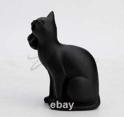 Art Sculpture Résine Black Abstract Cat Correlative Sit Down Avec Amulet Statue