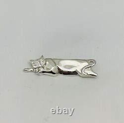Authentique Tiffany & Co Art Déco Sterling Silver Cat Broche