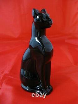 Baccarat Français Figurine De Chat Noir De Cristal, Papier En Verre Art Déco Égyptien