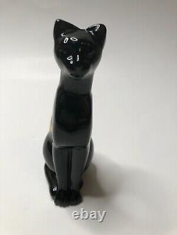 Baccarat France Cristal Signé Noir Chat Figurine Égyptienne Poids Du Papier 6