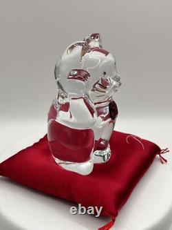 Baccarat Maneki Neko Chat de Fortune Rouge Octogone en Cristal avec Coussin