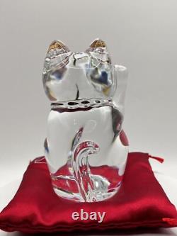 Baccarat Maneki Neko Chat de Fortune Rouge Octogone en Cristal avec Coussin