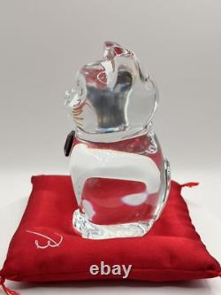 Baccarat Maneki Neko Chat de Fortune Rouge Octogone en Cristal avec Coussin