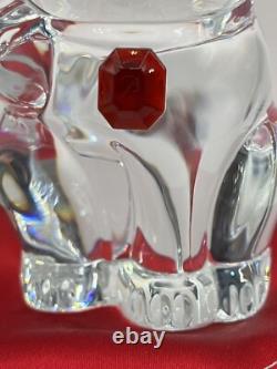 Baccarat Maneki Neko Chat de Fortune Rouge Octogone en Cristal avec Coussin