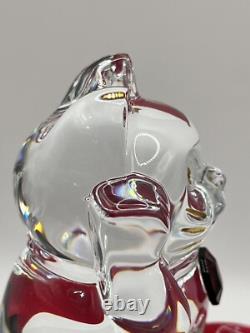 Baccarat Maneki Neko Chat de Fortune Rouge Octogone en Cristal avec Coussin