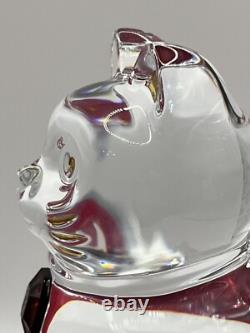 Baccarat Maneki Neko Chat de Fortune Rouge Octogone en Cristal avec Coussin