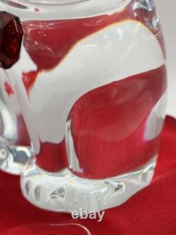 Baccarat Maneki Neko Chat de Fortune Rouge Octogone en Cristal avec Coussin