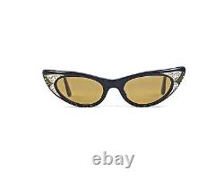 Black 50s Haby Sunlasses Vintage Egyptien Made Stylish Cat Eye Genuine Art Deco