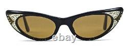 Black 50s Haby Sunlasses Vintage Egyptien Made Stylish Cat Eye Genuine Art Deco