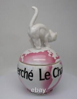 Boîte à bijoux en style Art Déco avec figurine de chat, boîte à poudre, art animalier, style Art Nouveau.