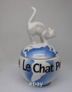 Boîte à bijoux en style Art Déco avec figurine de chat, boîte à poudre, art de la faune, style Art Nouveau