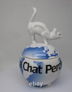 Boîte à bijoux en style Art Déco avec figurine de chat, boîte à poudre, art de la faune, style Art Nouveau