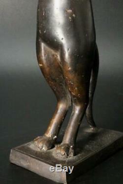 Bos124 Japonais Ancien Bronze Chat Ornement Okimono #art Deco