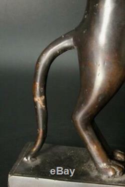 Bos124 Japonais Ancien Bronze Chat Ornement Okimono #art Deco