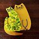 Broche Signée Marie-christine Pavone, Double Chat Jaune Art Déco En Galalithe