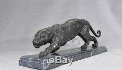 Bronze Art Déco Français Puma Panther Cat Statue Coulée