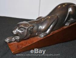 Bronze Art Déco Panther Cat Statue Coulée