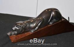 Bronze Art Déco Panther Cat Statue Coulée