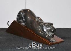 Bronze Art Déco Panther Cat Statue Coulée