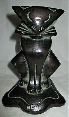 Bronze Rare Armure Antique Clad Bookends Art Déco Cubiste Kitten Cat Statue Hubley