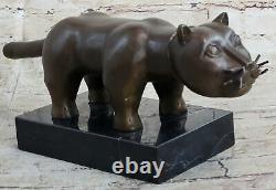 Bronze Sculpture Botero Cat Gato Feline Animal Art Deco Statue Figurine