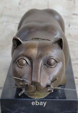 Bronze Sculpture Botero Cat Gato Feline Animal Art Deco Statue Figurine