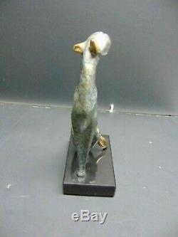 Carus Alexsander Danel Art Déco Cstitude Chat En Bronze 1995