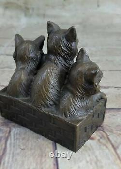 Cat Famille Art Déco Statue Sculpture Bronze Figurines Cadeaux Décoration Artwork