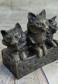 Cat Famille Art Déco Statue Sculpture Bronze Figurines Cadeaux Décoration Artwork
