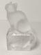 Cat Lalique Figurine Sur Base Clear Frosted Signed Made En France Looking Up