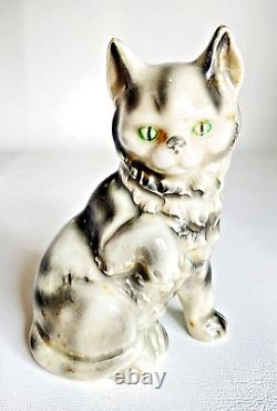 Chat Rosenthal Antiquité Gris Précoce Allemagne Figurine