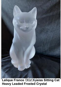 Chat assis en cristal givré de Lalique 11603 8.25 France en excellent état