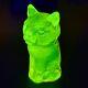 Chat En Verre D'uranium Tchèque Figurine En Verre Clair D'uranium Verre Dépressif à L'uranium