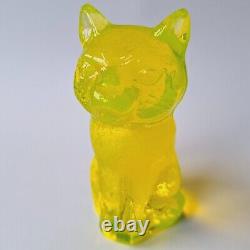 Chat en verre d'uranium tchèque Figurine en verre clair d'uranium Verre dépressif à l'uranium