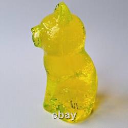 Chat en verre d'uranium tchèque Figurine en verre clair d'uranium Verre dépressif à l'uranium