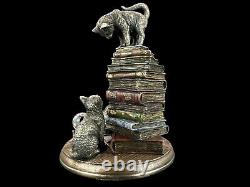 Chat sur des livres Figurine VERONESE Extrêmement réaliste Peinte à la main Idéale pour un cadeau