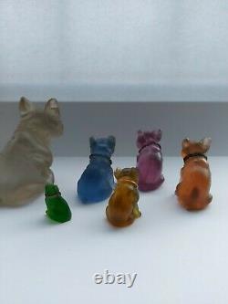Collection De Six Czech Glass Vintage/antique Dog/cat Charm/cracker Prize